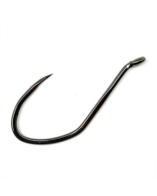 Gamakatsu 376415 Big River Bait Hook, Barbless, Size 5/0, Needle Point, Wide Gap, Offset, All Purpose, Up Eye, NS Black, 6 per Pack